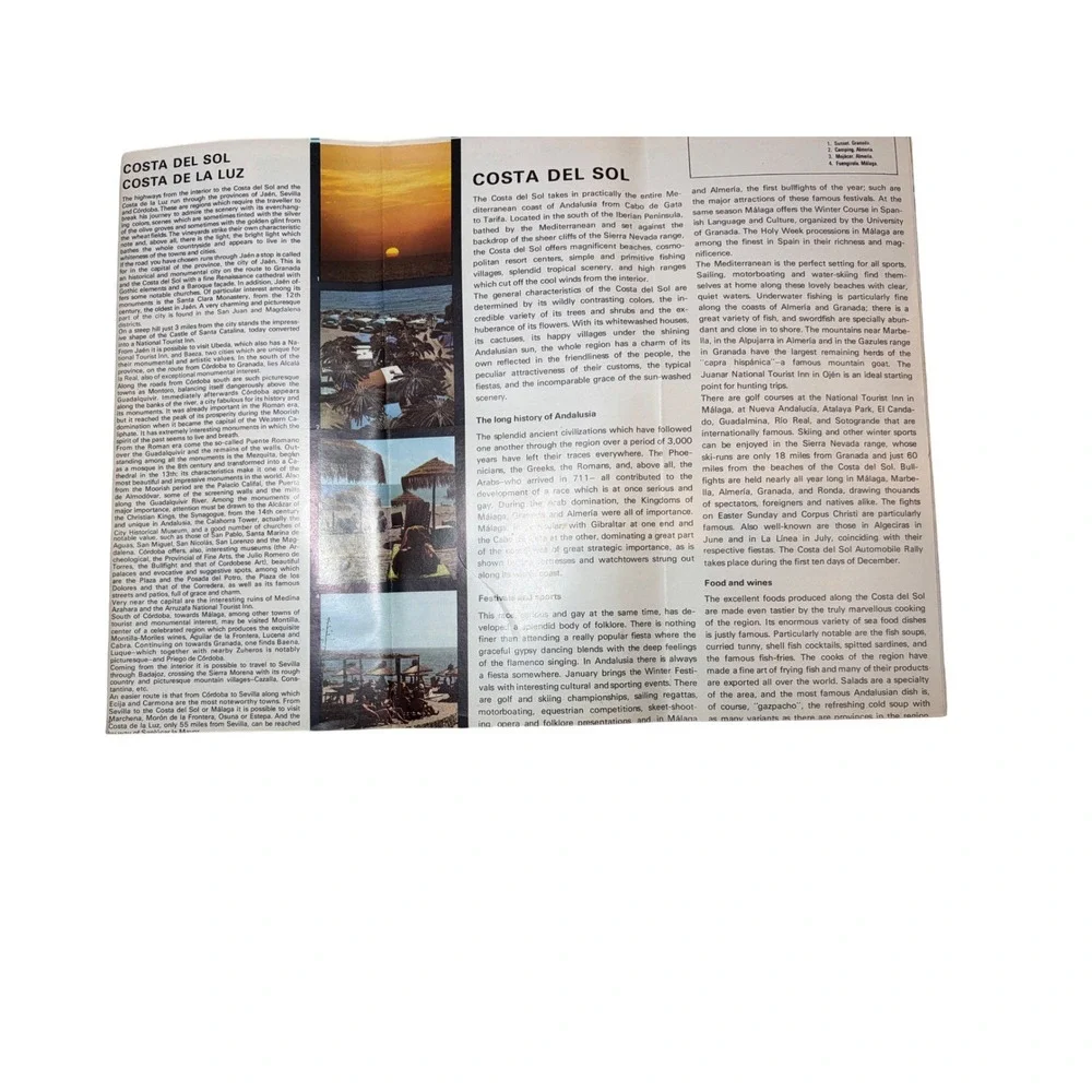 Vintage 1973 Spain Travel Brochure Costa del Sol‎ Costa de la Luz Tourism